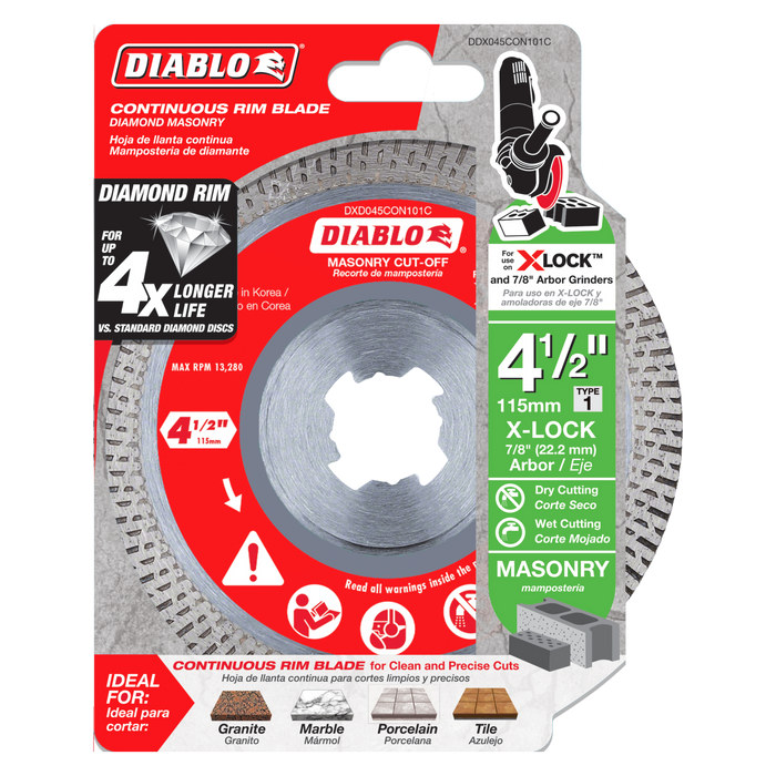 Diablo Diamond Continuous Rim Cut-Off Discs for Masonry