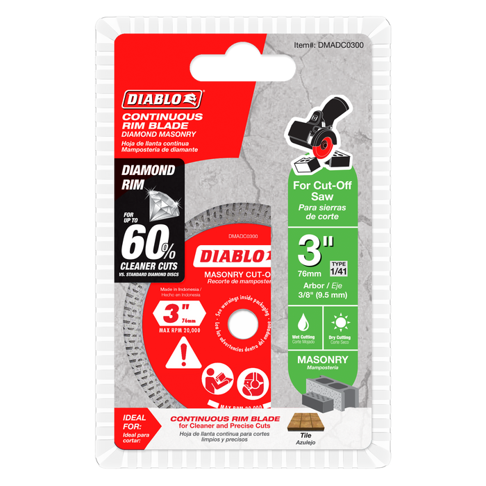 Diablo Diamond Continuous Rim Cut-Off Discs for Masonry
