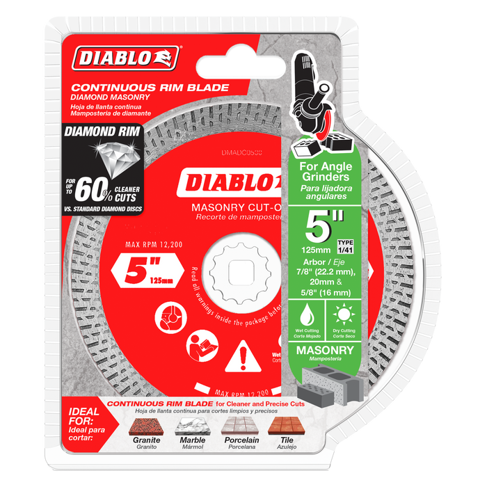 Diablo Diamond Continuous Rim Cut-Off Discs for Masonry