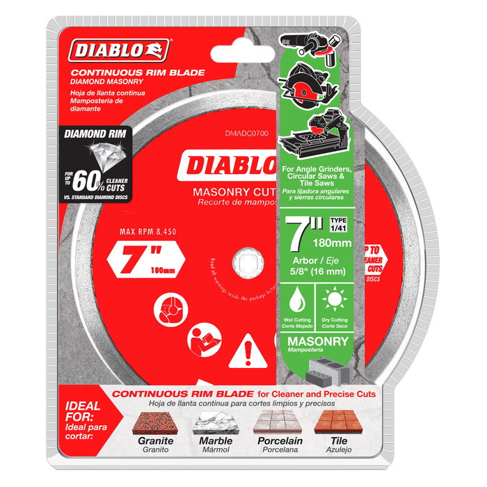 Diablo Diamond Continuous Rim Cut-Off Discs for Masonry