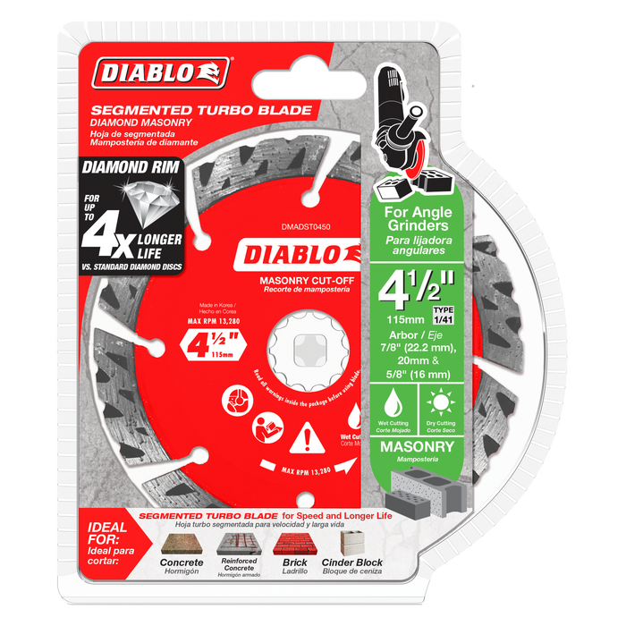 Diablo Diamond Segmented Turbo Cut-Off Discs for Masonry