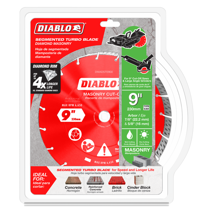 Diablo Diamond Segmented Turbo Cut-Off Discs for Masonry