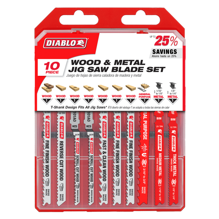 Diablo T-Shank Jig Saw Blade Set for Wood & Metal