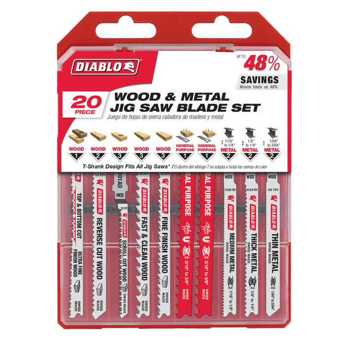 Diablo T-Shank Jig Saw Blade Set for Wood & Metal