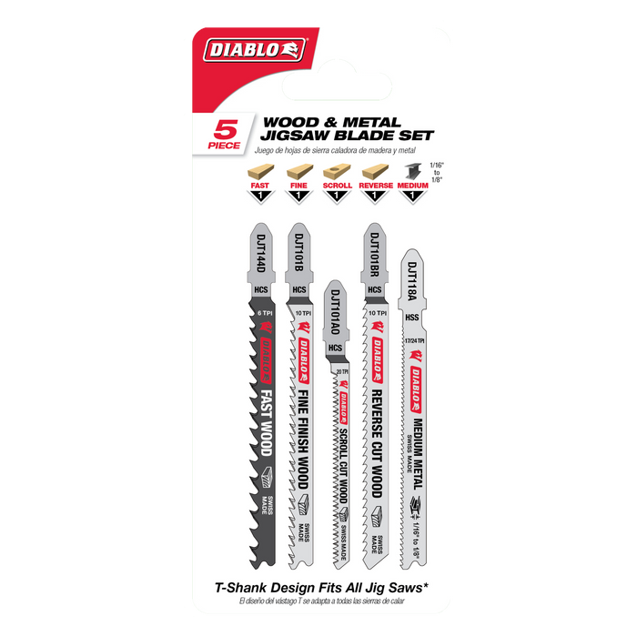 Diablo T-Shank Jig Saw Blade Set for Wood & Metal