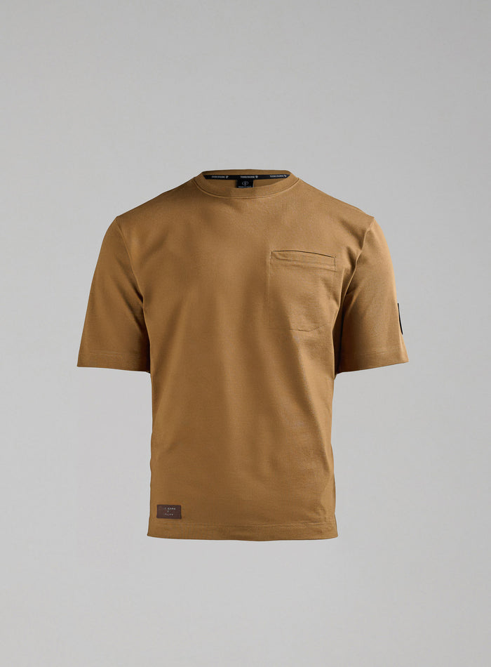 Hem Cut Out Image of Dissident Heavy T-Shirt In Coyote Brown (GM)