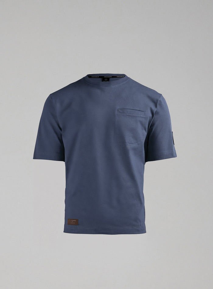 Hem Cut Out Image of Dissident Heavy T-Shirt In Storm Blue (GM)