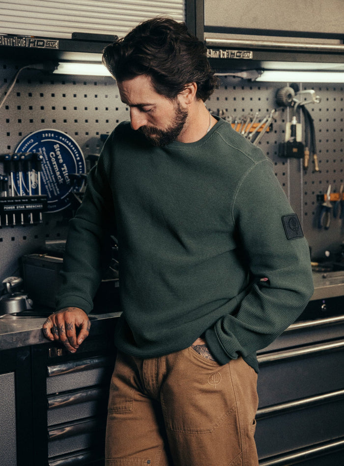 Creative Image Of Dissident Waffle Long Sleeve T-Shirt In Forest Green (ITF)