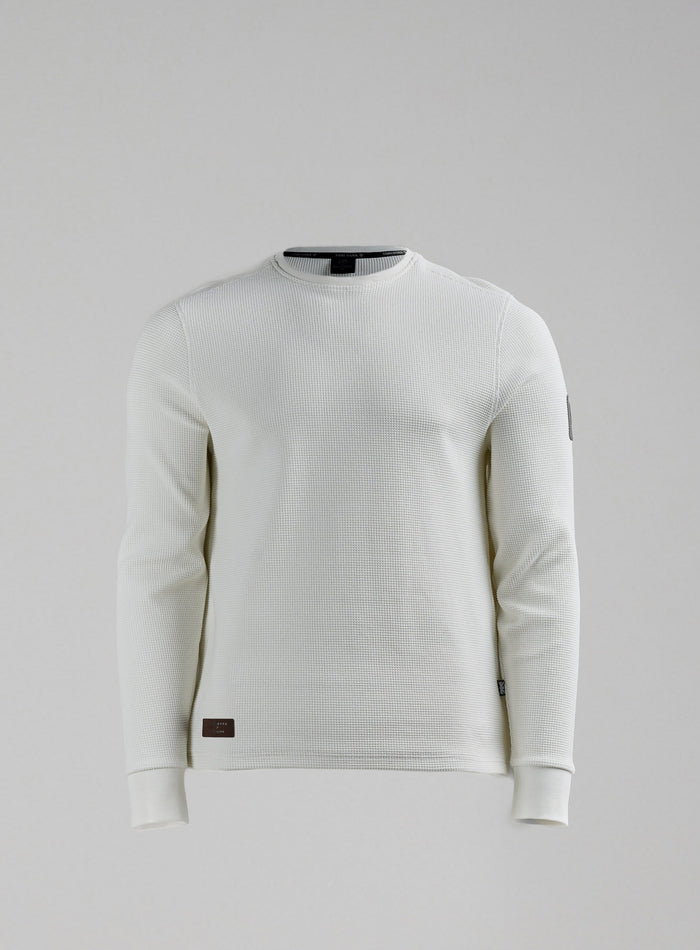 Hem Cut Out Image of Dissident Waffle Long Sleeve T-Shirt In Optic White (GM)