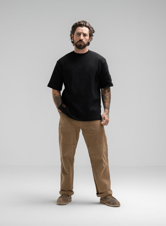 Studio Image Of Dissident Waffle Short Sleeve T-Shirt In Obsidian Black (SS Model)