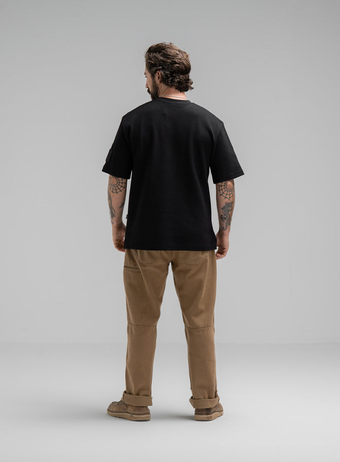 Studio Image Of Dissident Waffle Short Sleeve T-Shirt In Obsidian Black (SS Model)