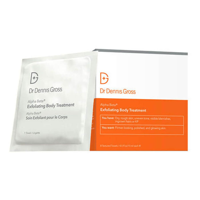 Dr Dennis Gross Exfoliating Body Treatment 2 Textured Towels 8.5 x 5.5 10ml each
