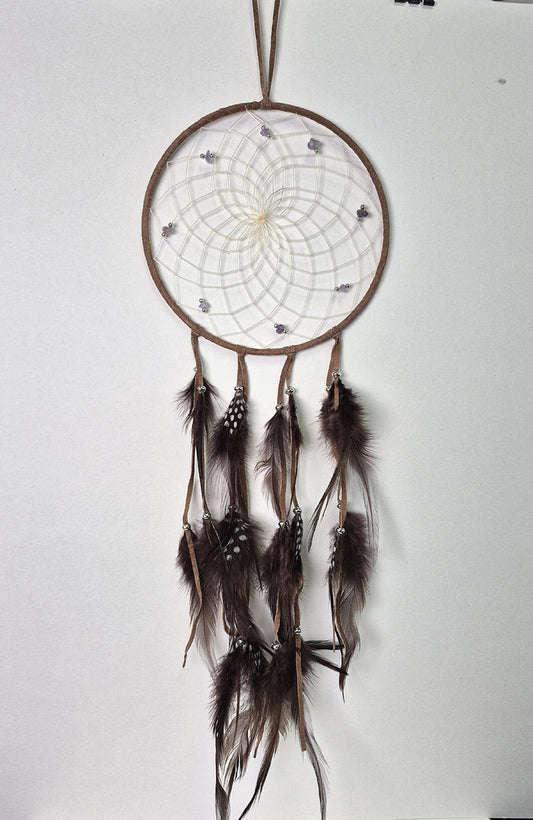 Dream Catcher 6" Brown with Amethyst