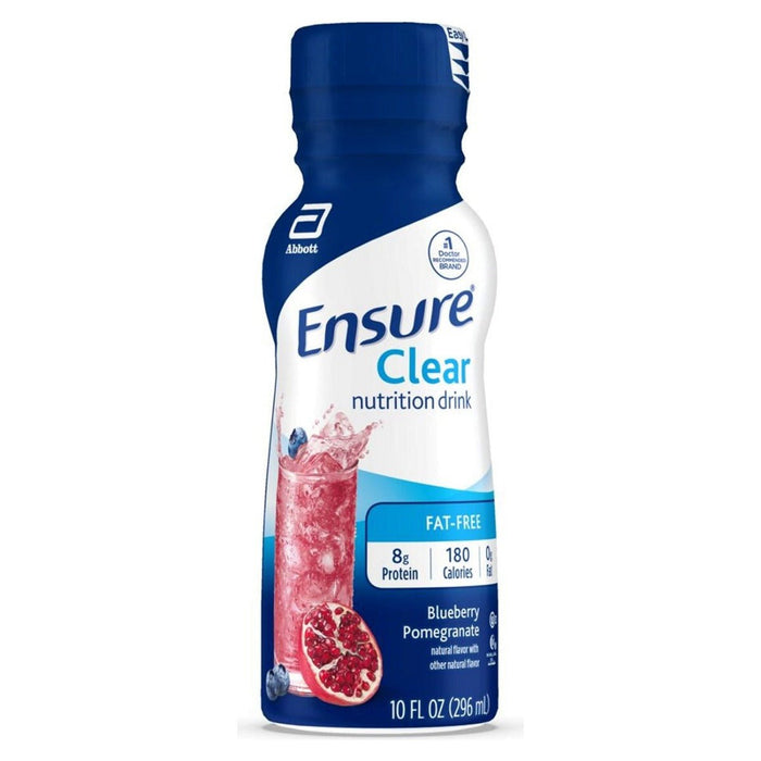 Ensure Clear Nutrition Drink, Blueberry Pomegranate, 10 oz Bottle, CS/12 - 56500-Case - LL Medico