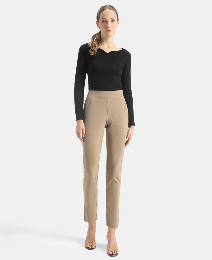 Environment Friendly Recycled Microfiber All Day Pants with StayFresh Treatment - Desert Taupe