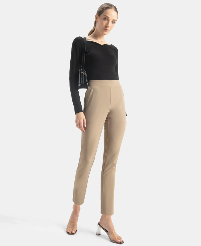 Environment Friendly Recycled Microfiber All Day Pants with StayFresh Treatment - Desert Taupe