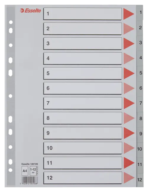 Esselte Divider A4 PP 1-12 Grey - Office R Us Lagos