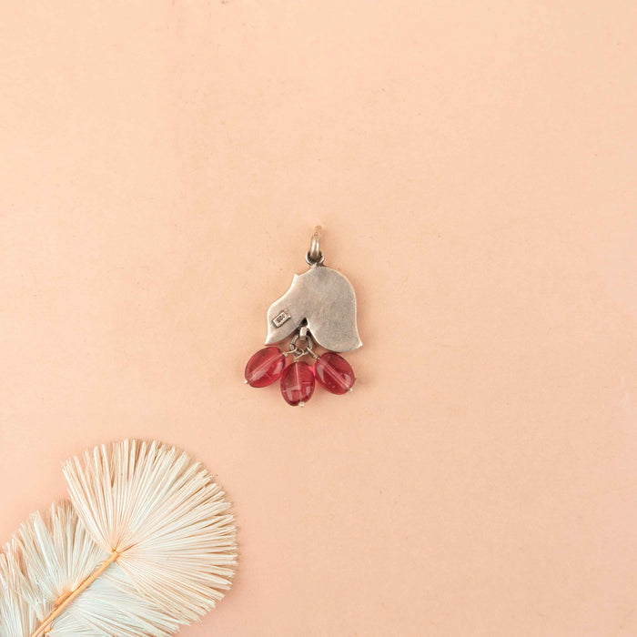 Essence Dual Leaf Kundan Pink Drop Pendant