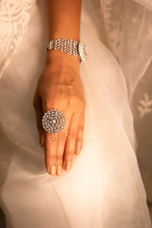 Essence Scintillating Flower Motif Ring