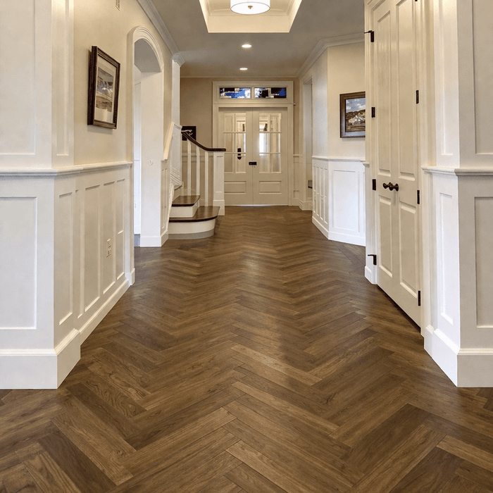 Fika Double Smoked Oak Herringbone - Wood Floor Store