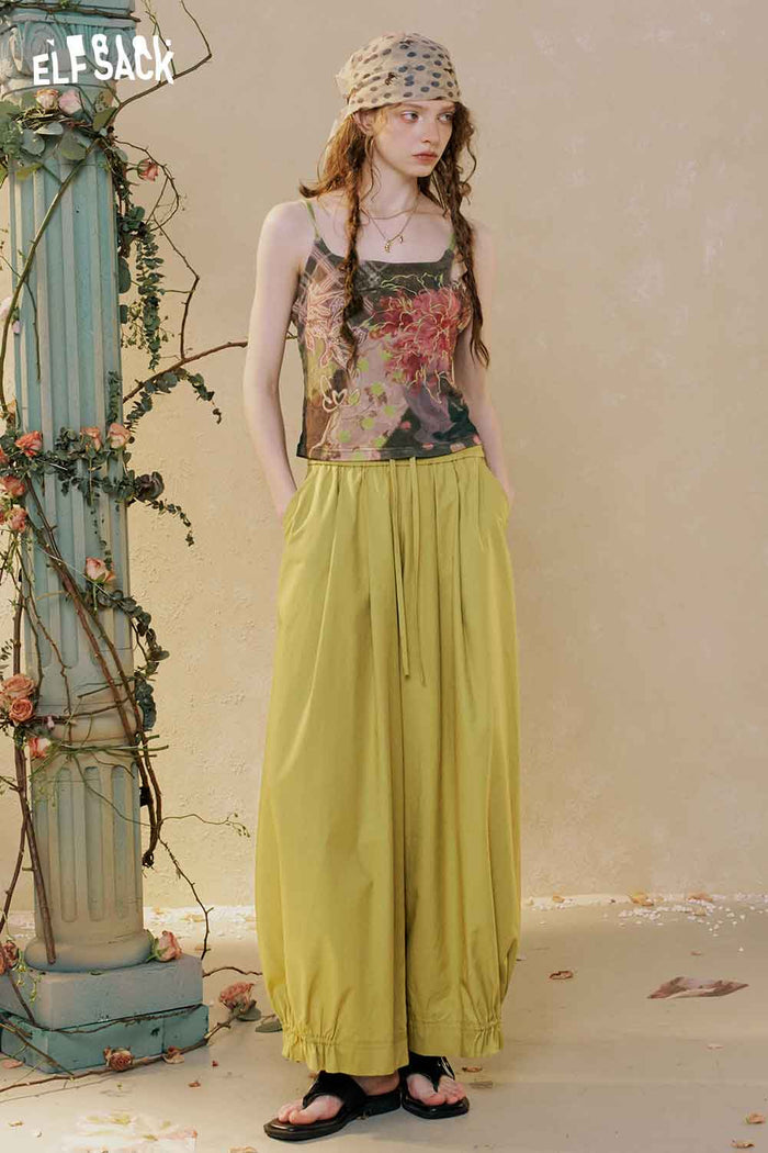ELFSACK Floral Print Spaghetti Strap Cami Top