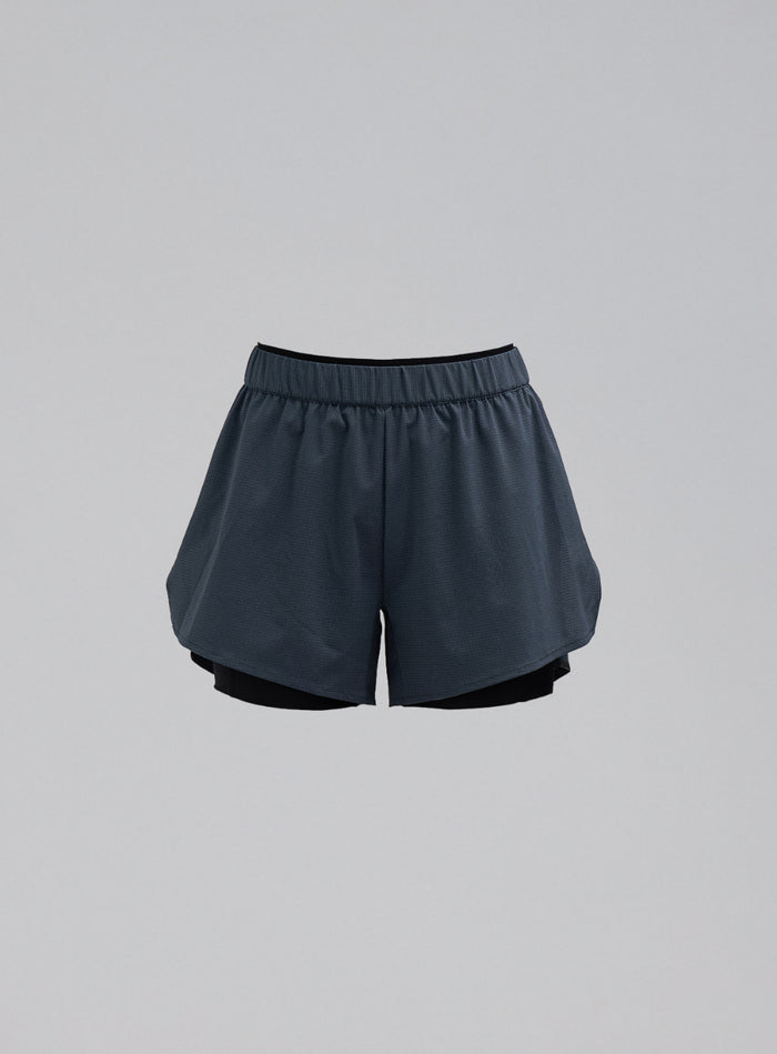 Hem Cut Out Image of Force 2-In-1 Shorts Womens In Storm Blue (GM)