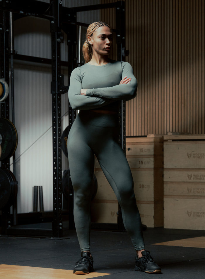 Creative Image Of Force Seamless Long Sleeve Top In Urban Green (ITF)