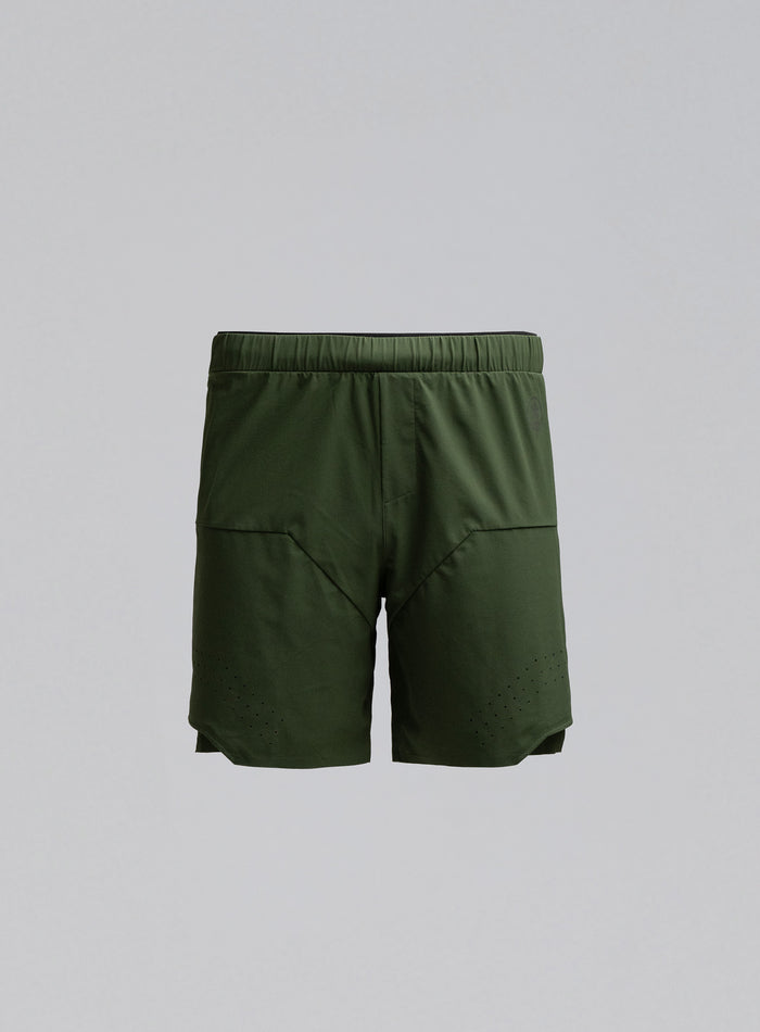 Hem Cut Out Image of Force Trail Running 7" Shorts In Forest Green (GM)