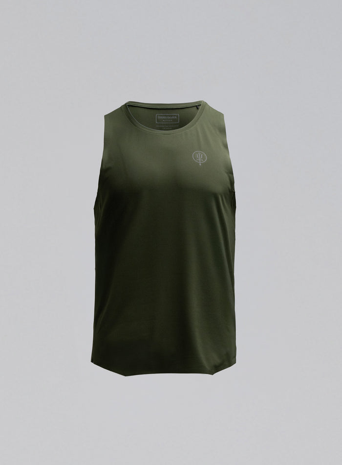 Hem Cut Out Image of Force Trail Running Singlet In Forest Green (GM)