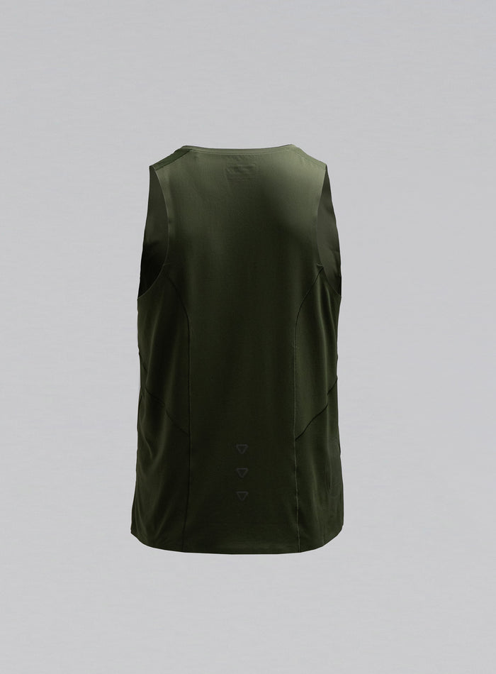 Hem Cut Out Image of Force Trail Running Singlet In Forest Green (GM)