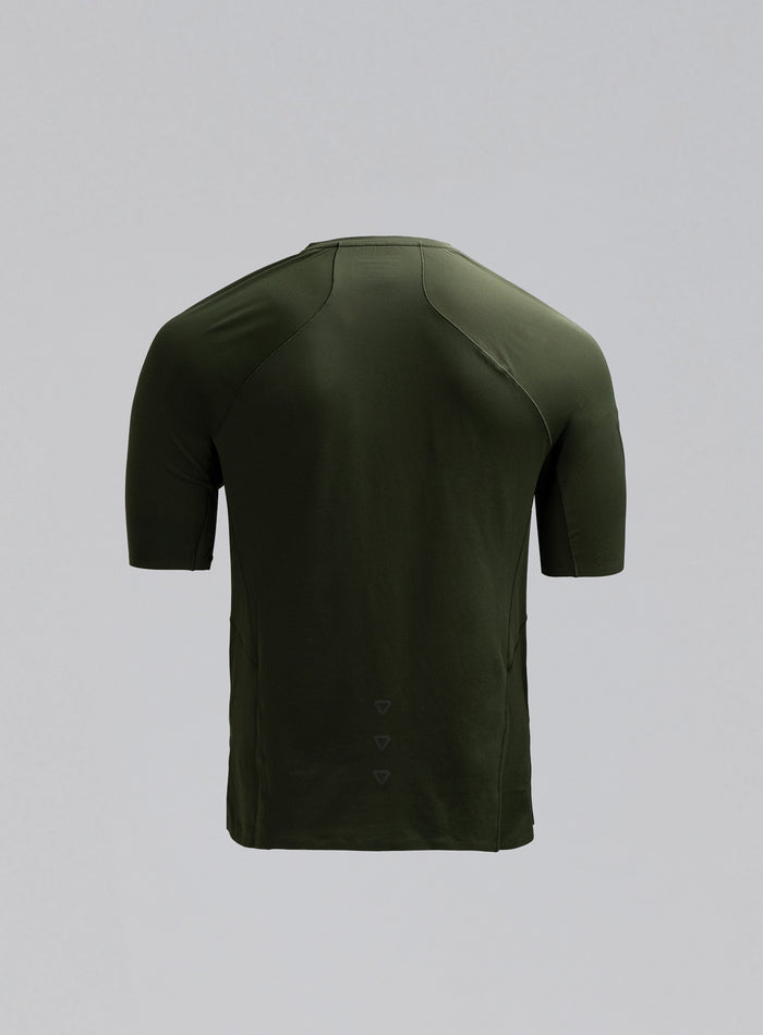 Hem Cut Out Image of Force Trail Running T-Shirt In Forest Green (GM)