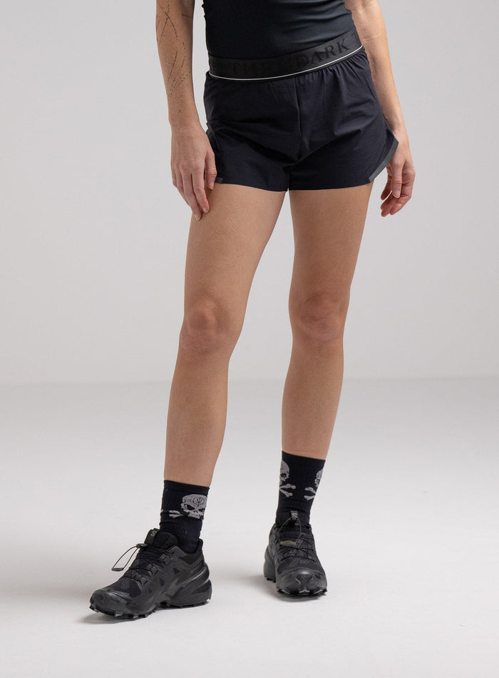 Miki Is 5ft 8" And Wears Size: S | Hem Studio Image Of Model Wearing Force Velocity Split Short Womens In Split Shorts Womens (SS Model)