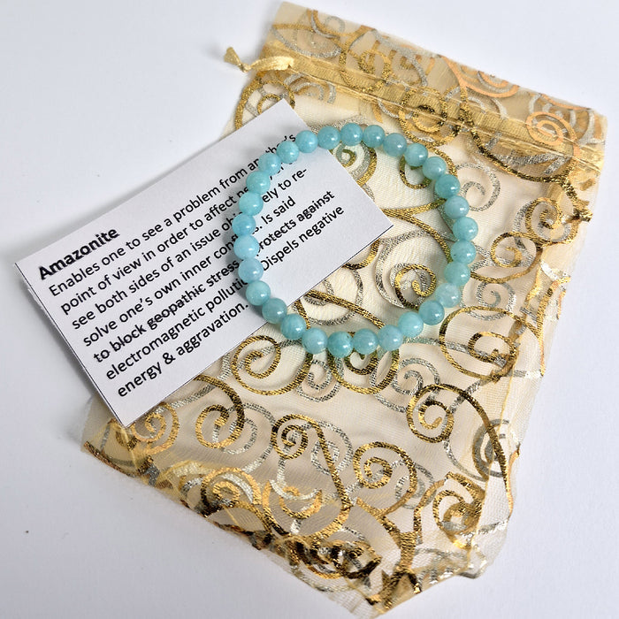 Gemstone Bead Bracelet - Amazonite 6mm