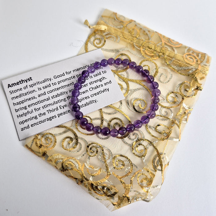 Gemstone Bead Bracelet - Amethyst, the stone of spirituality.