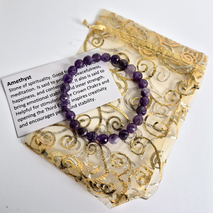 Gemstone Bead Bracelet - Amethyst, the stone of spirituality.