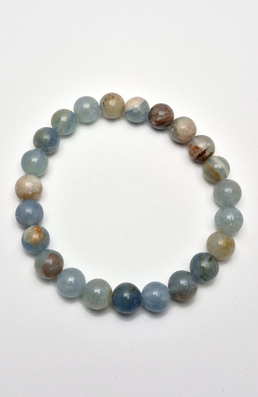 Gemstone Bead Bracelet Aqua Calcite - A refreshing and energizing stone that adds positive vibrations and new energy to any space