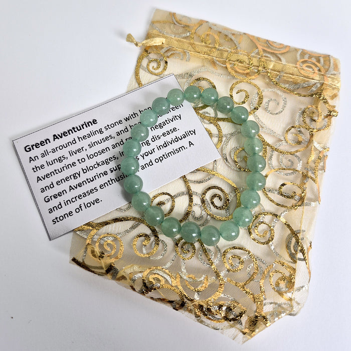Gemstone Bead Bracelet - Aventurine Green 8mm