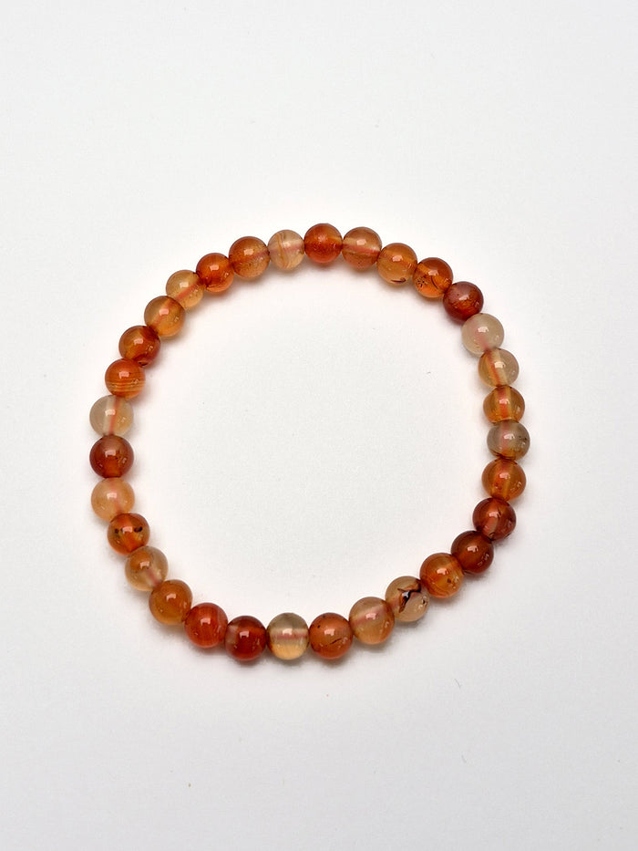 Gemstone Bead Bracelet - Carnelian 6 mm
