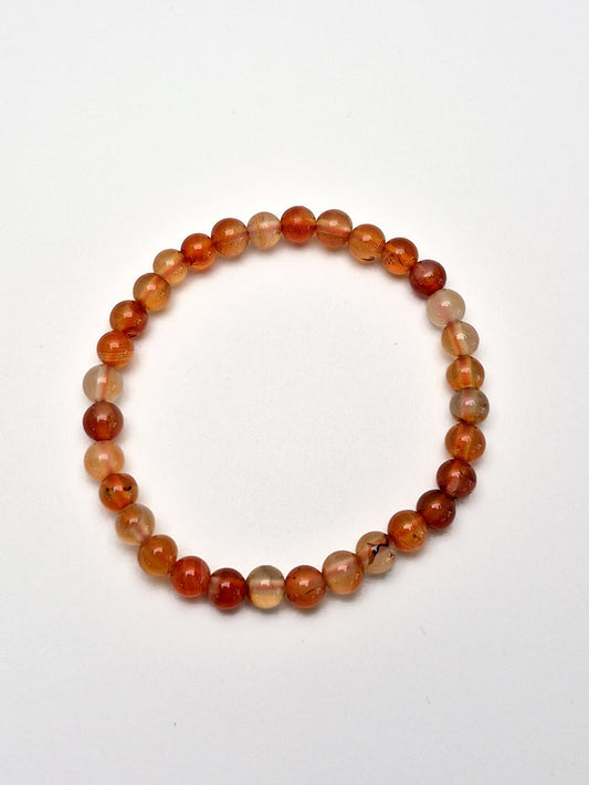 Gemstone Bead Bracelet - Carnelian 6 mm
