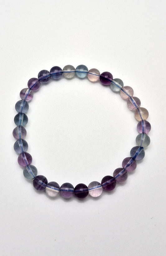 Gemstone Bead Bracelet - Fluorite Rainbow 6 mm