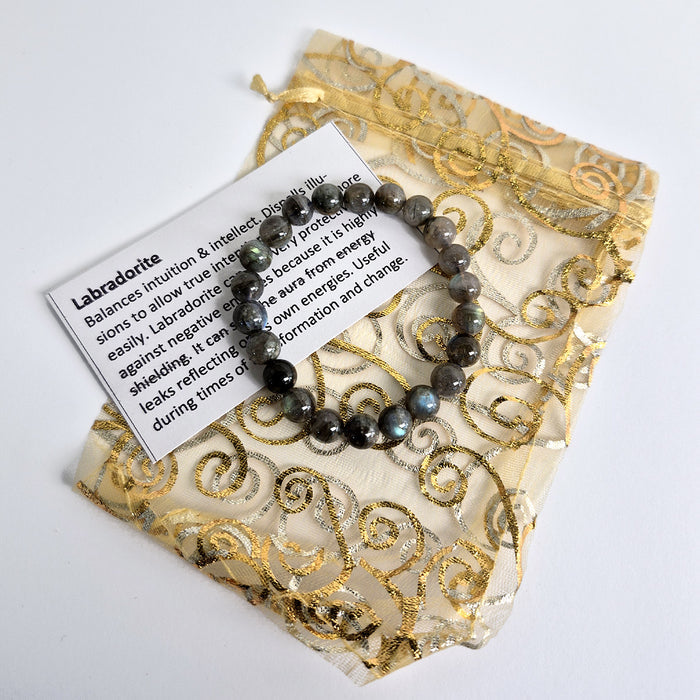 Gemstone Bead Bracelet - Labradorite 8 mm
