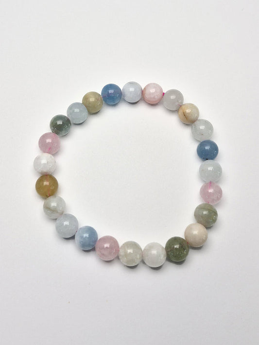 Gemstone Bead Bracelet - Multi Colour Morganite 8 mm