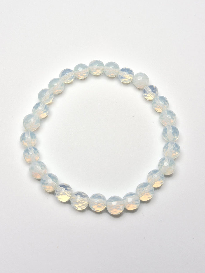 Gemstone Bead Bracelet - Opalite Faceted 8 mm