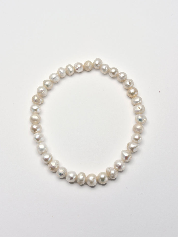 Gemstone Bead Bracelet - Pearl White 6 mm