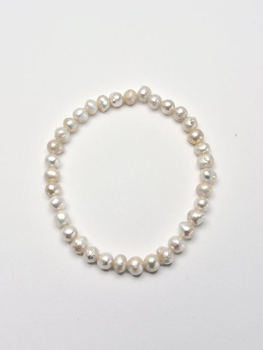 Gemstone Bead Bracelet - Pearl White 6 mm