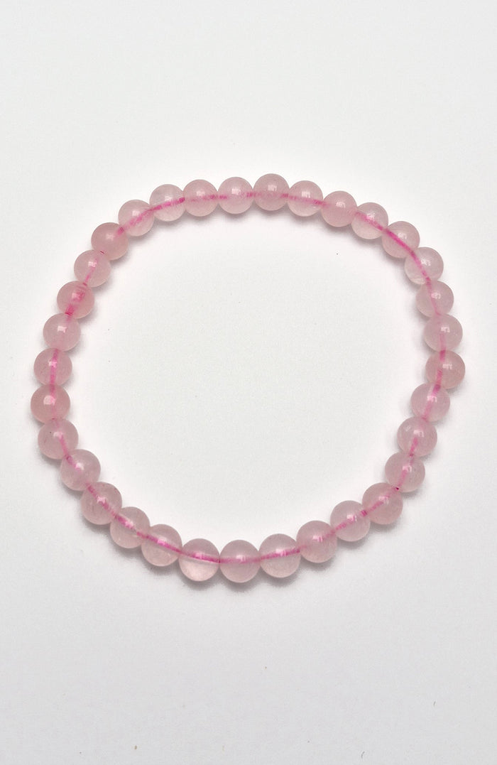 Gemstone Bead Bracelet - Rose Quartz 6 mm