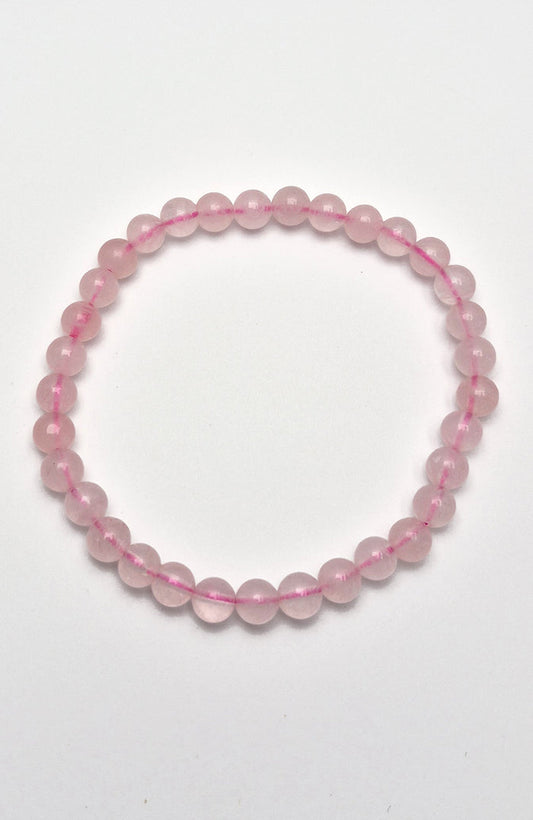 Gemstone Bead Bracelet - Rose Quartz 6 mm