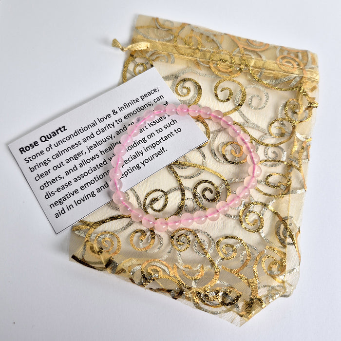 Gemstone Bead Bracelet - Rose Quartz 6 mm