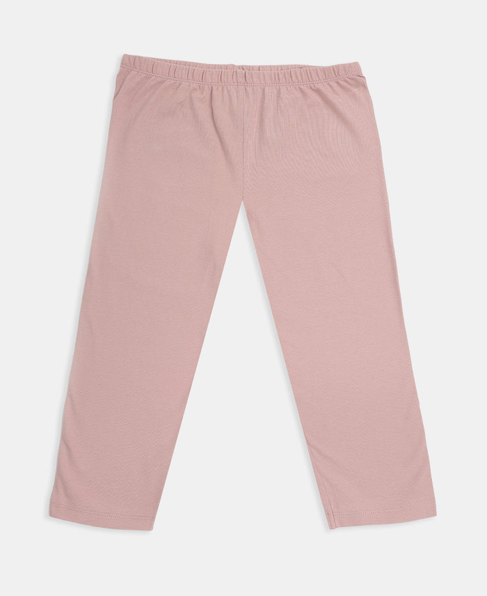 Girl's Super Combed Cotton Elastane Stretch Printed Leggings - Wood Rose