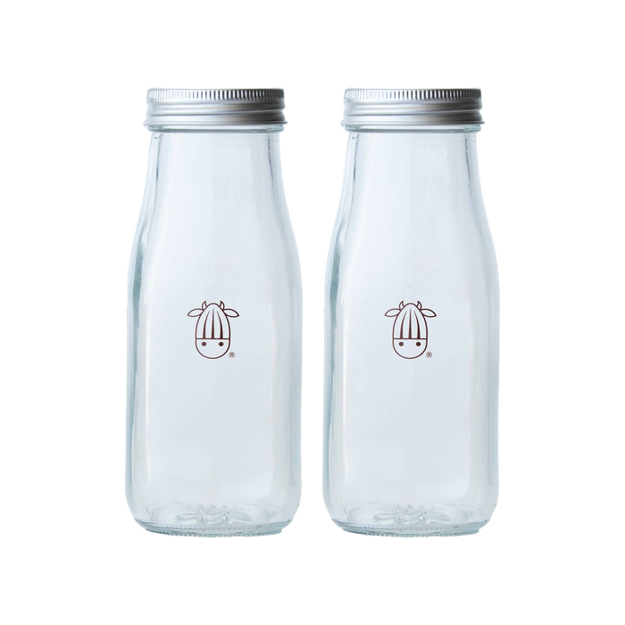 Glass Creamer Bottles - Set of 2 |  | Reusable Milk & Beverage Containers
